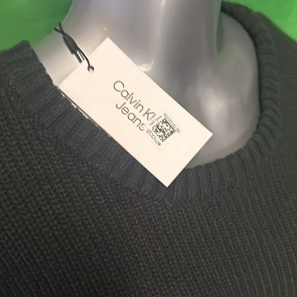 Calvin Klein Jeans Fall Long Sleeve Midi Sweater Dress w Zipper Slit - Picture 3 of 5